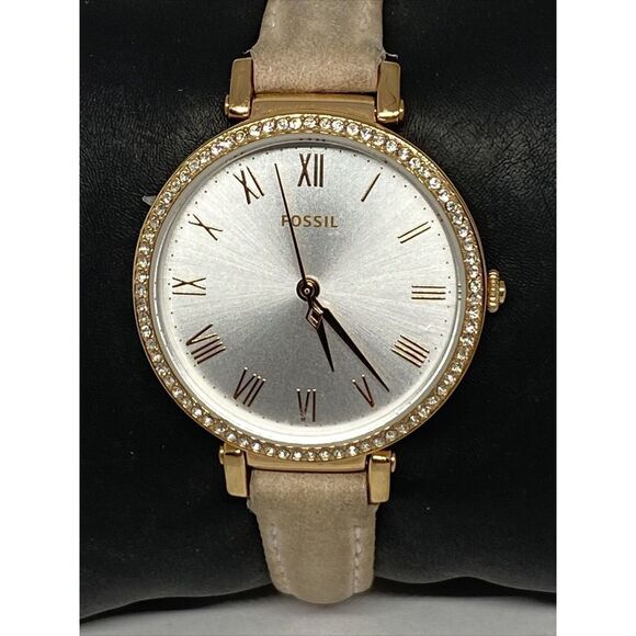 Fossil Kinsey ES4445 Women's Beige Leather Analog Silver Dial Quartz Watch JK89 - Picture 2 of 12